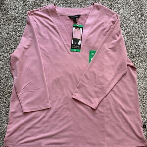 Banana Republic Dusty Rose V-Neck Long Sleeve Top